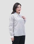 MxM Connexion Lace Stripe Kemeja Lengan Panjang Wanita