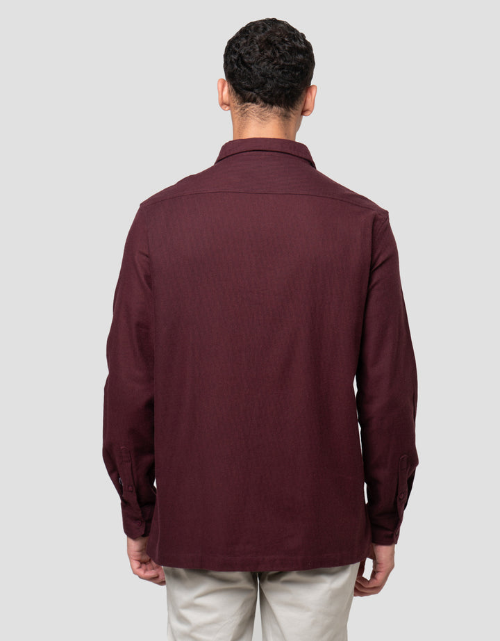 Cole Solid Heringbone Kemeja Flanel Pria