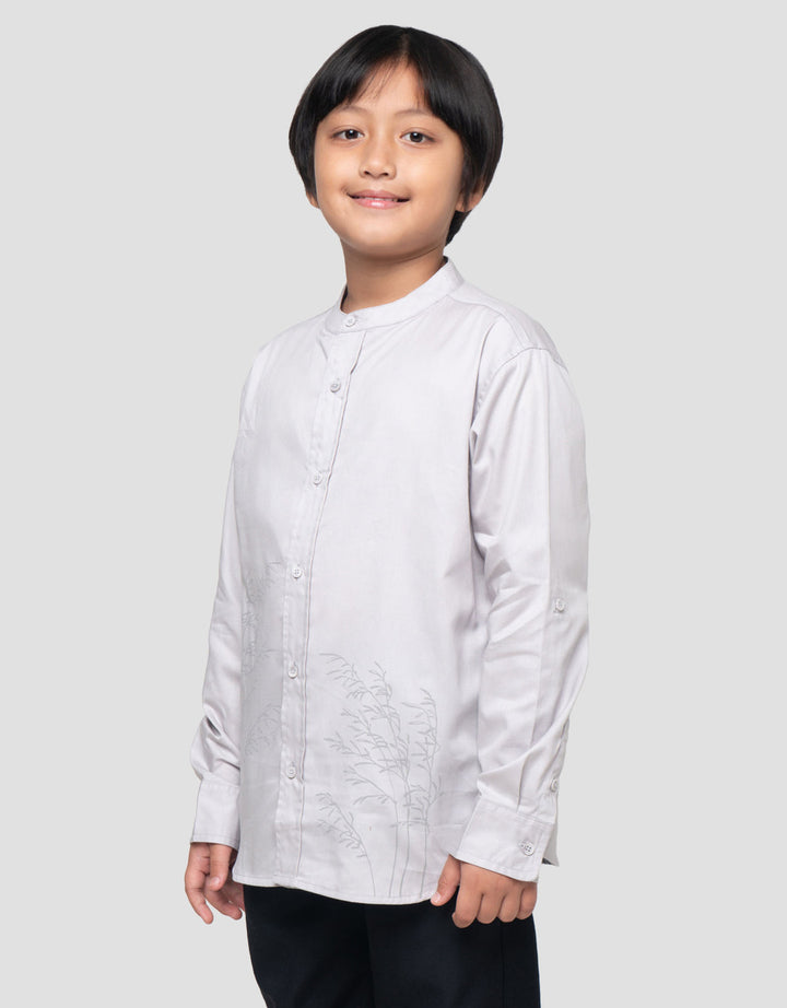 Suko Print Fashion Kerah Tegak Kemeja Lengan Panjang Anak Laki-laki