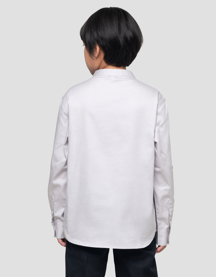 Suko Print Fashion Kerah Tegak Kemeja Lengan Panjang Anak Laki-laki