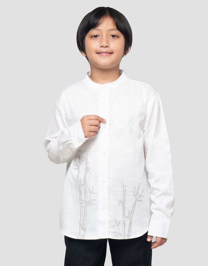 Suko Print Casual Kerah Tegak Kemeja Lengan Panjang Anak Laki-laki