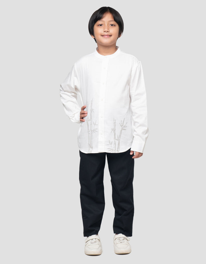 Suko Print Casual Kerah Tegak Kemeja Lengan Panjang Anak Laki-laki