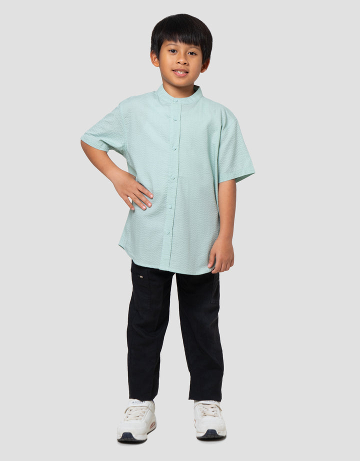 Suko Kerah Tegak Kemeja Lengan Pendek Anak Laki-laki