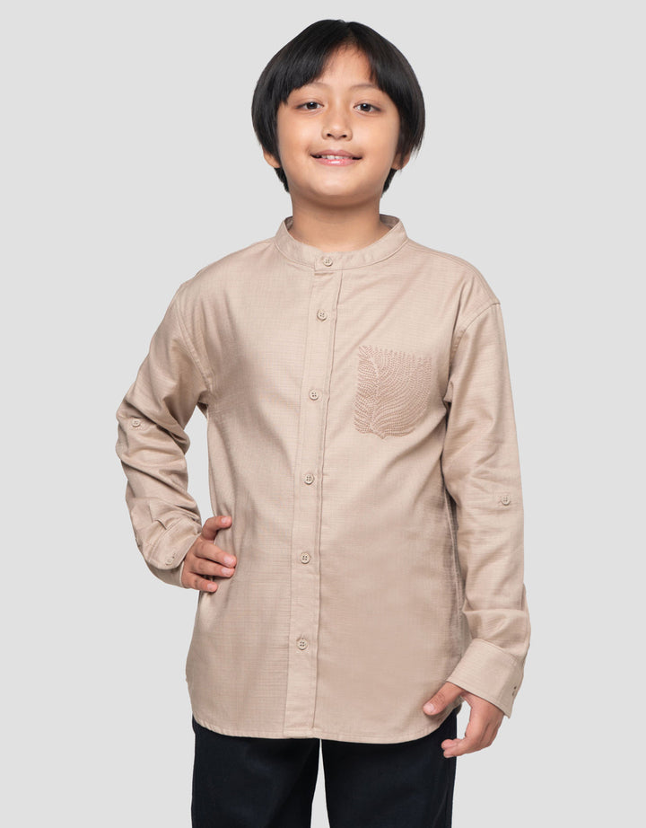 Suko Print Kerah Tegak Kemeja Lengan Panjang Anak Laki-laki