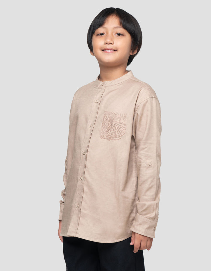 Suko Print Kerah Tegak Kemeja Lengan Panjang Anak Laki-laki
