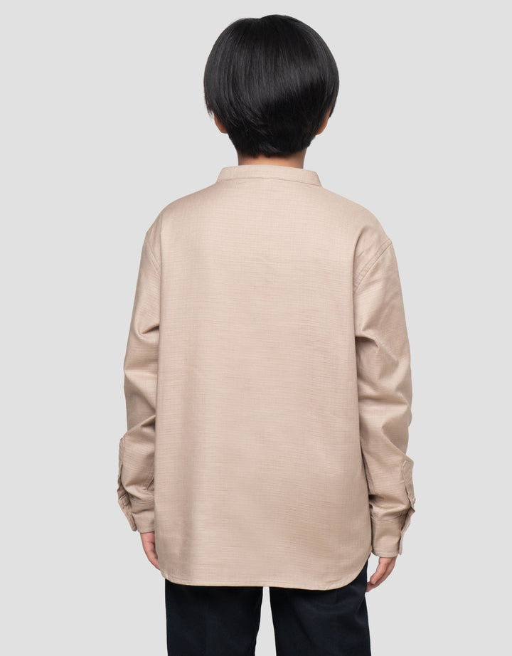 Suko Print Kerah Tegak Kemeja Lengan Panjang Anak Laki-laki