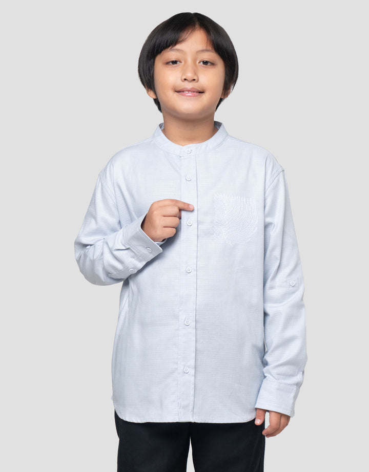 Suko Print Kerah Tegak Kemeja Lengan Panjang Anak Laki-laki