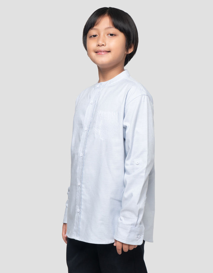 Suko Print Kerah Tegak Kemeja Lengan Panjang Anak Laki-laki