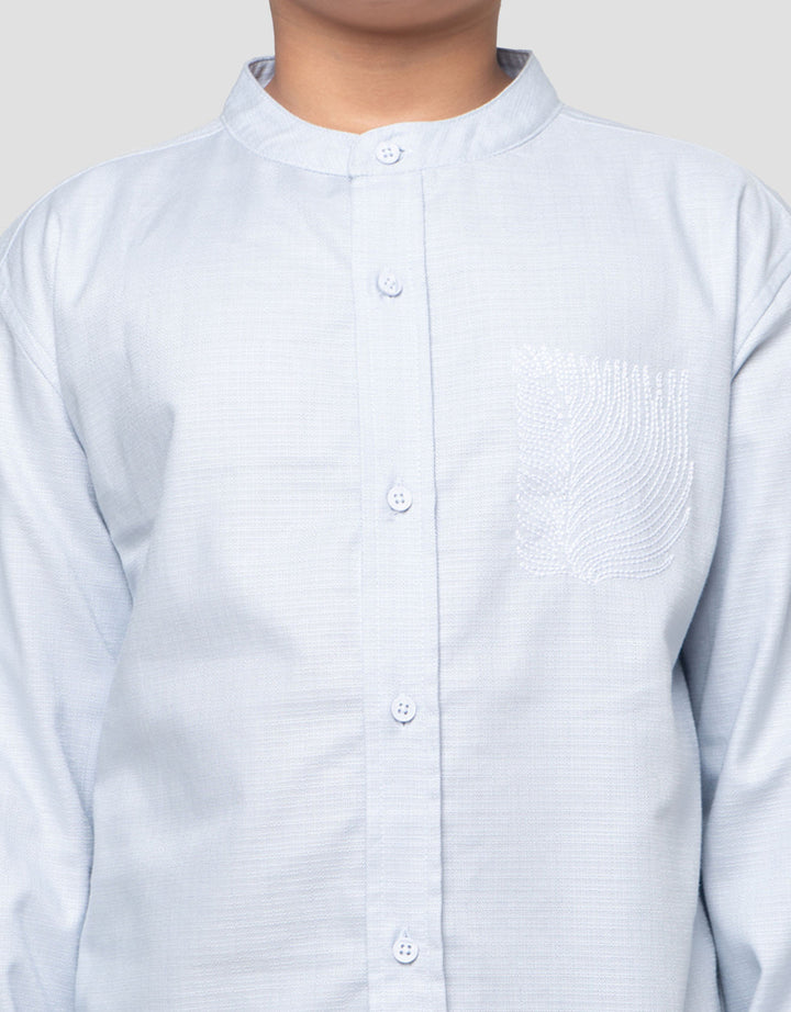 Suko Print Kerah Tegak Kemeja Lengan Panjang Anak Laki-laki