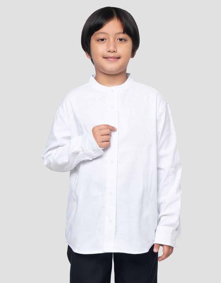 Suko Print Kerah Tegak Kemeja Lengan Panjang Anak Laki-laki