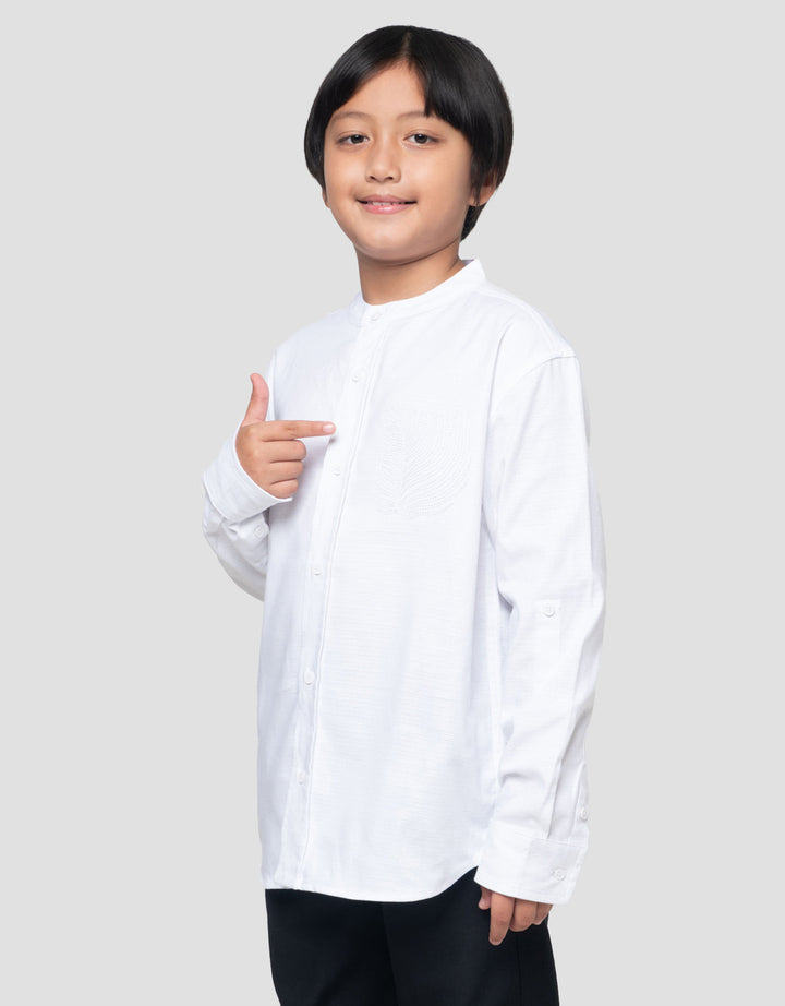 Suko Print Kerah Tegak Kemeja Lengan Panjang Anak Laki-laki