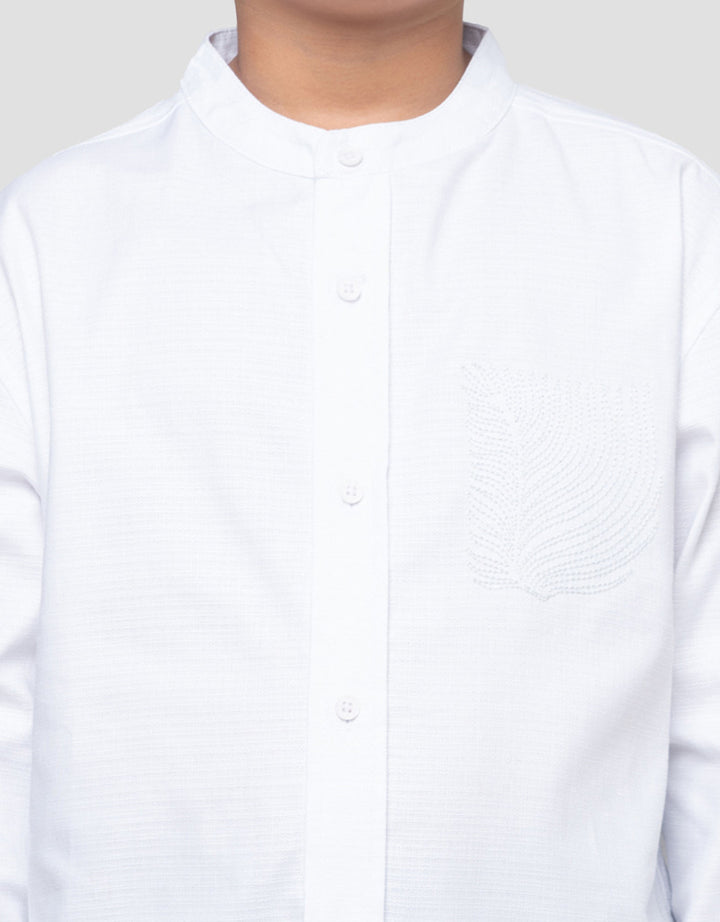 Suko Print Kerah Tegak Kemeja Lengan Panjang Anak Laki-laki