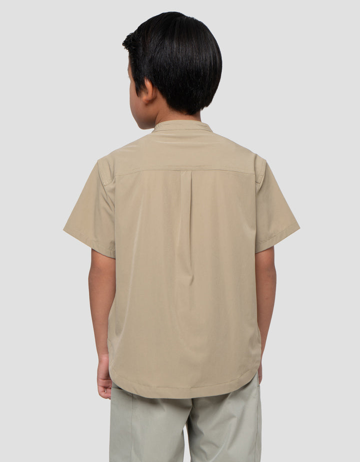 Suko Kerah Tegak Casual Kemeja Lengan Pendek Anak Laki-laki