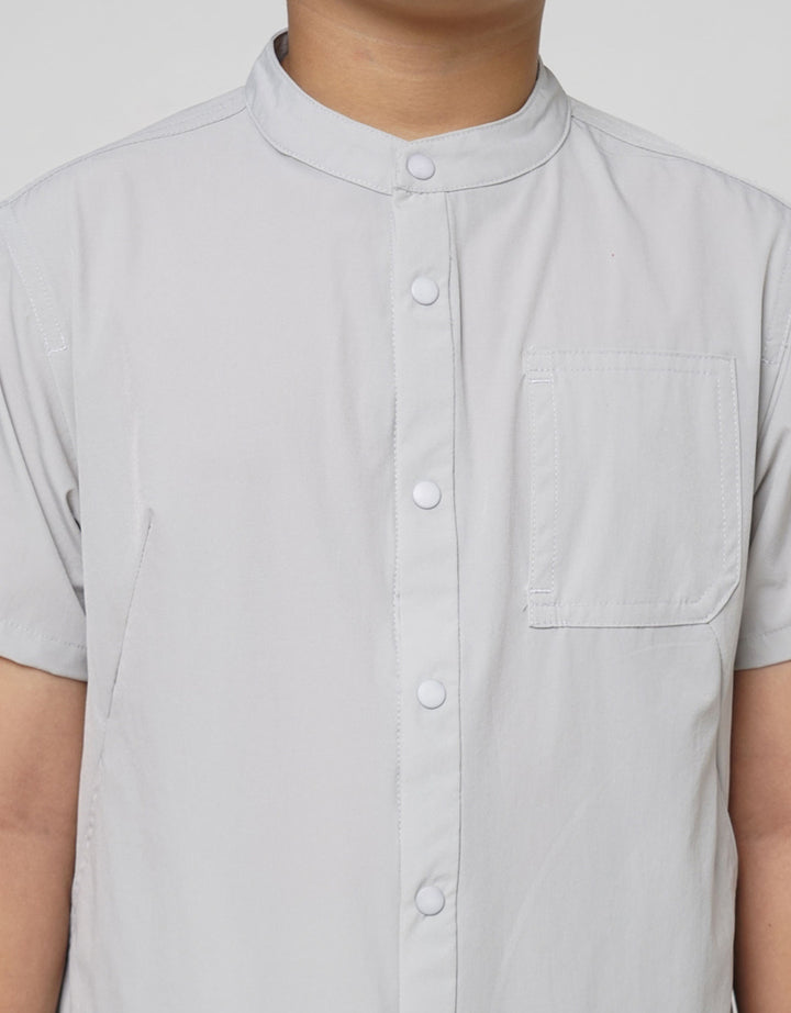 Suko Kerah Tegak Casual Kemeja Lengan Pendek Anak Laki-laki