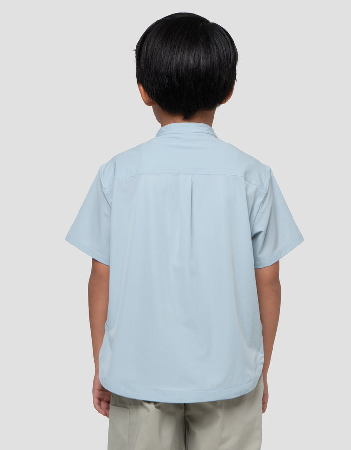 Suko Kerah Tegak Casual Kemeja Lengan Pendek Anak Laki-laki