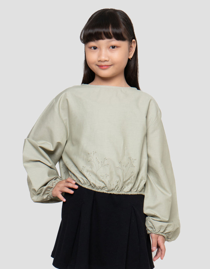 Suko Motif Kerah Bulat Blouse Lengan Panjang Anak Perempuan