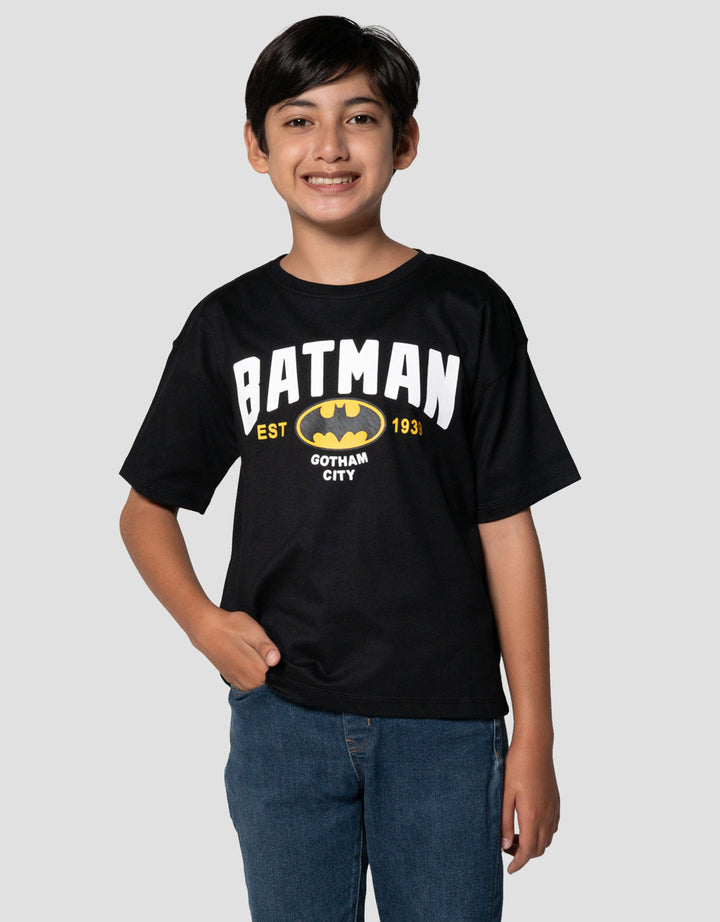 Character Batman Logo Tulisan Dpn Kaos Anak Laki-laki