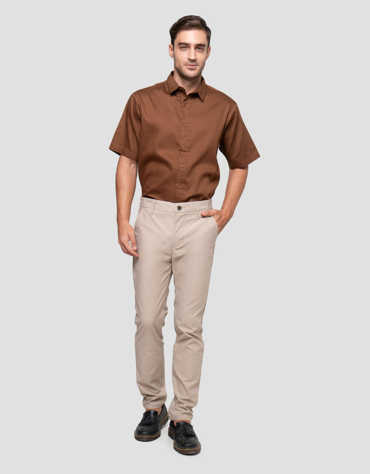 Cole Woven Slim Saten Celana Chinnos Pria