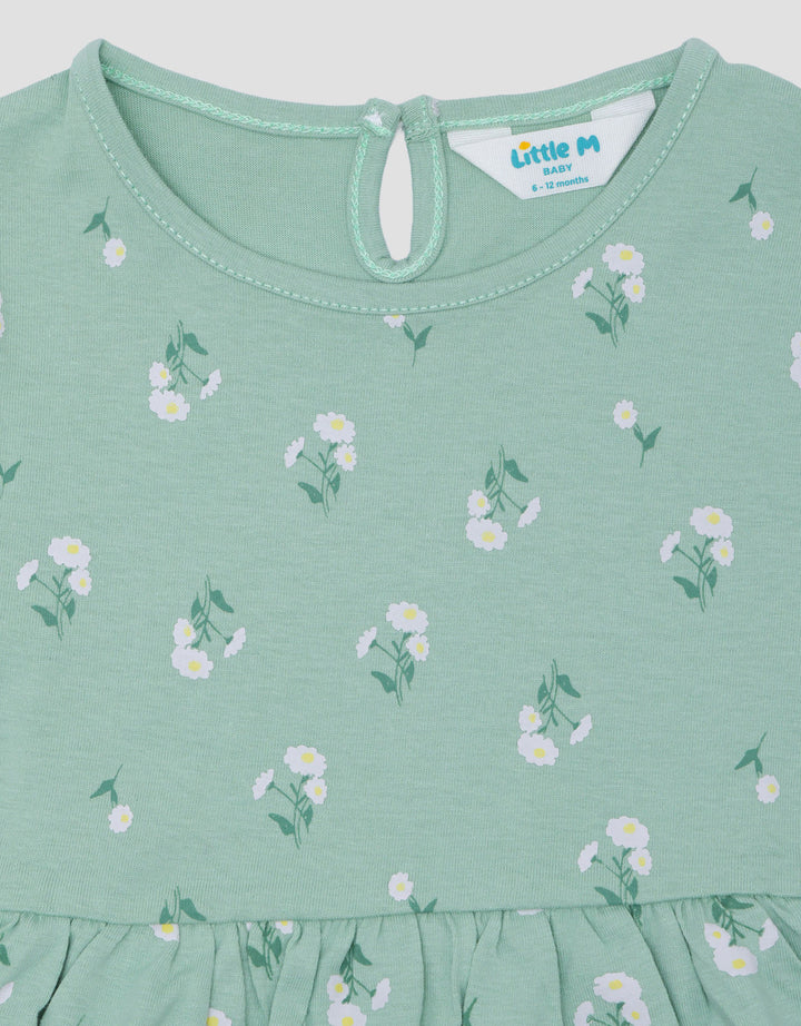 Little M Jersey Fullprint Bunga Midi Dress Bayi