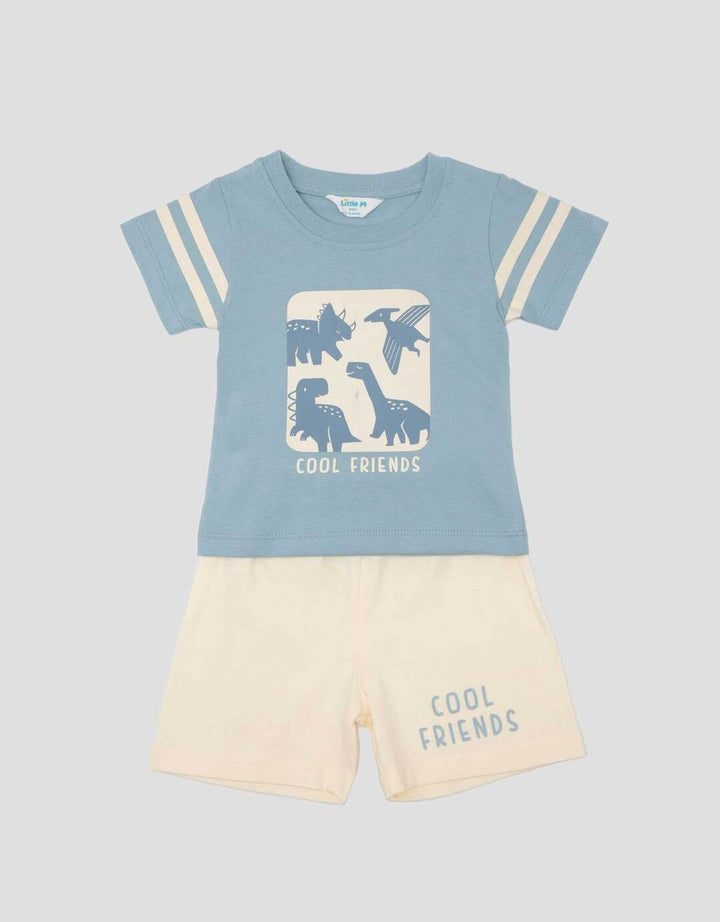 Little M Print Dino Friends Pakaian Setelan Bayi