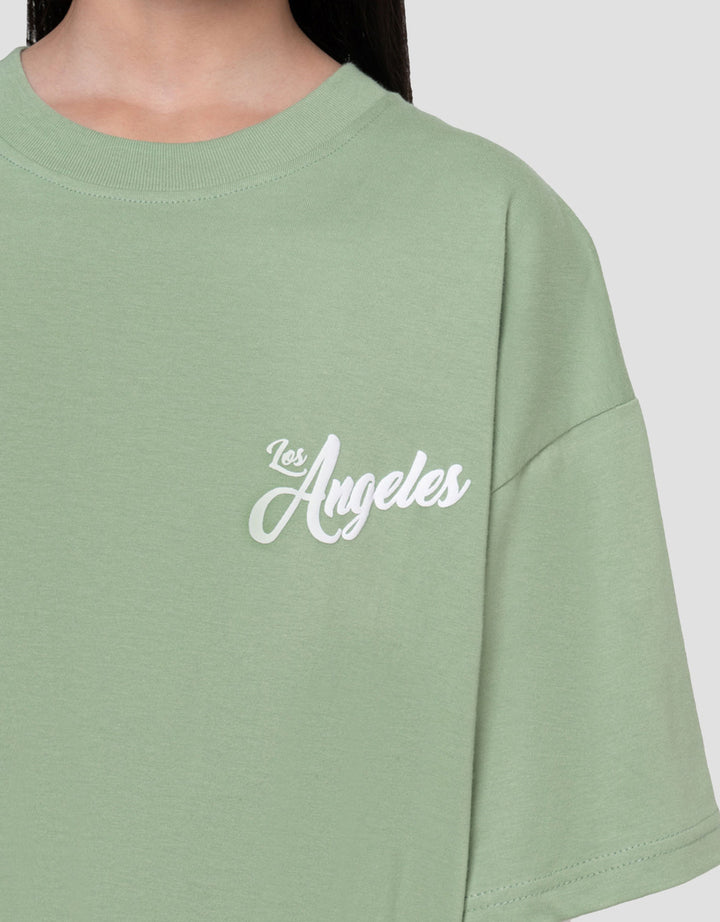 Nevada Sablon Los Angeles Kaos Oversize Anak Perempuan