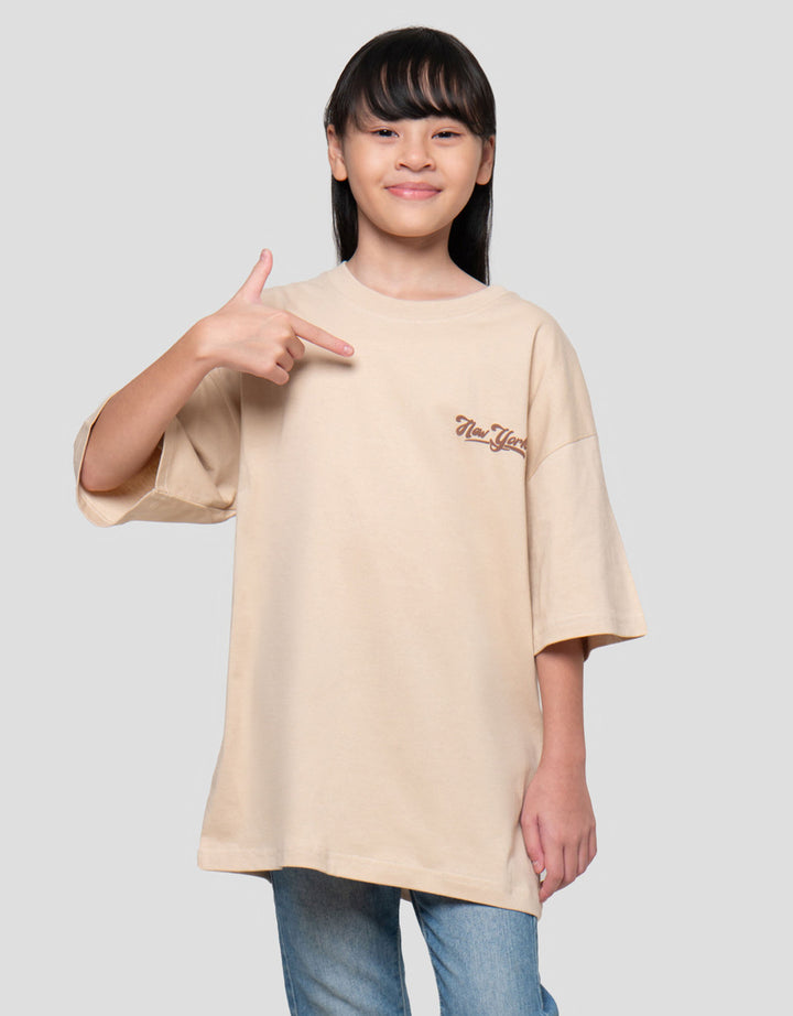 Nevada Sablon New York Kaos Oversize Anak Perempuan