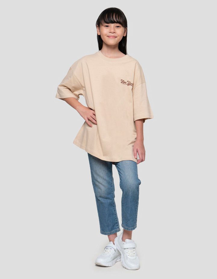 Nevada Sablon New York Kaos Oversize Anak Perempuan