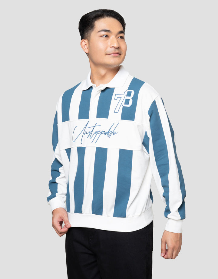 Nevada Cut & Sewn Stripe Print With Embro Sweater Pria