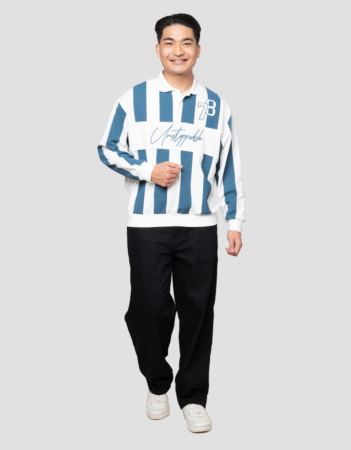 Nevada Cut & Sewn Stripe Print With Embro Sweater Pria