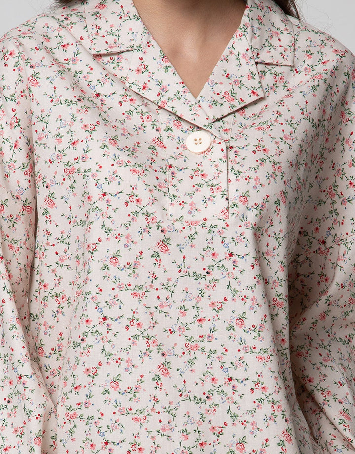 Details Long Sleeve Blouse Print Flower