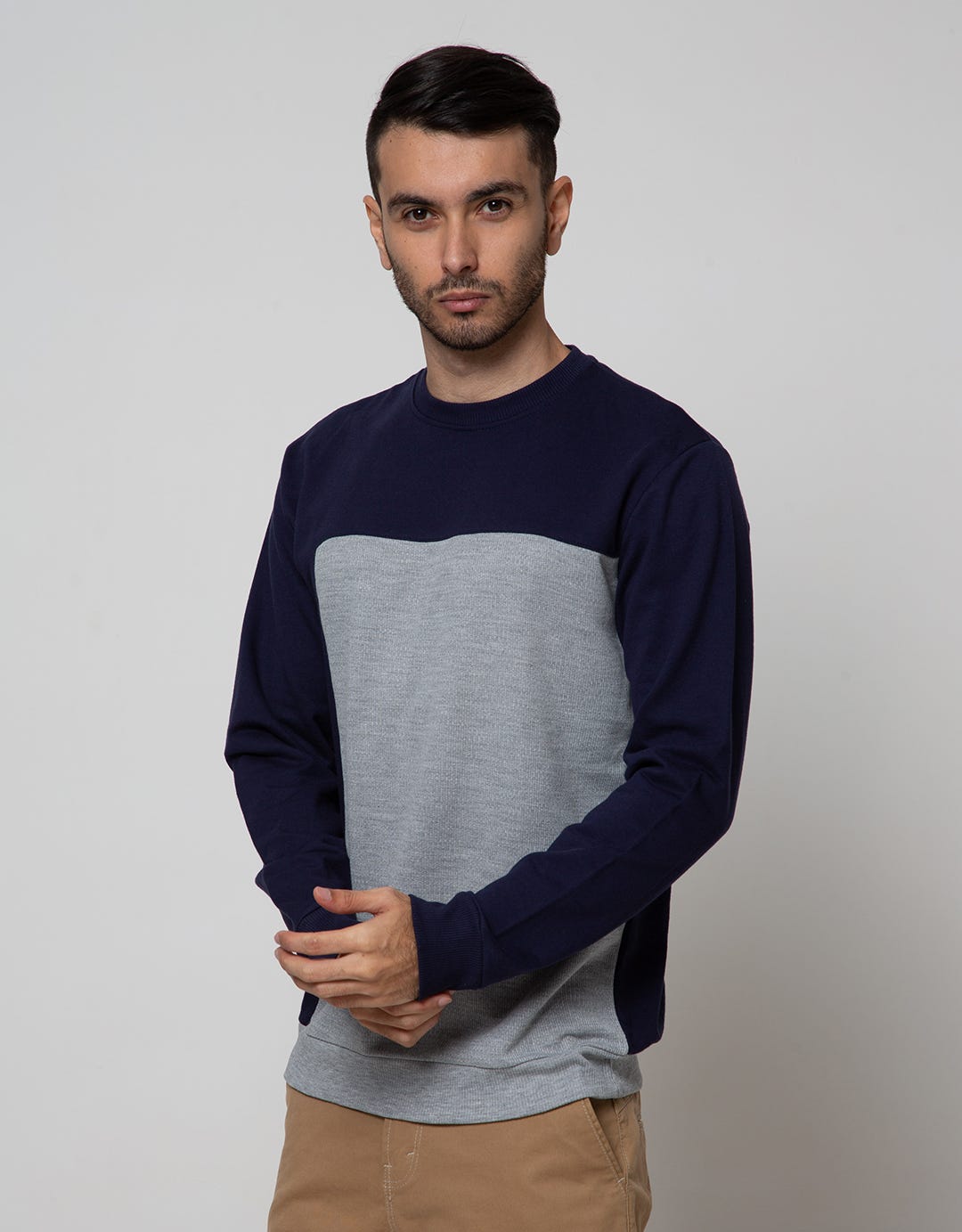 Details of Round Neck Jumper Sweatshirt With Big Block