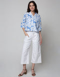 Details Denim Long Pants Straight Cut With Gold Button