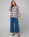 Details Denim Long Pants Straight Cut With Gold Button