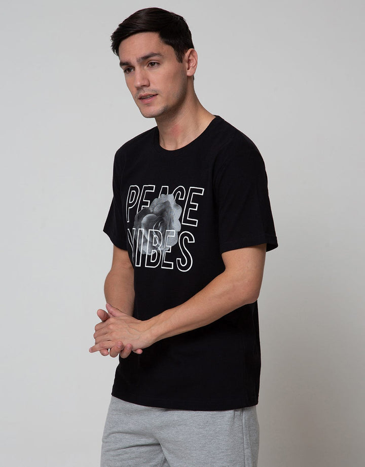 T Zone Short Sleeve T-Shirt Print Romance Flower Peace Vibes