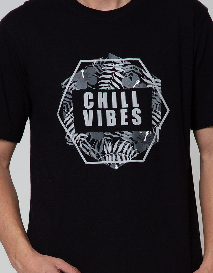T Zone Short Sleeve T-Shirt Print Captivating Nature Theme - Chill Vi:Black:S:Graphic:Ss T-Shirt