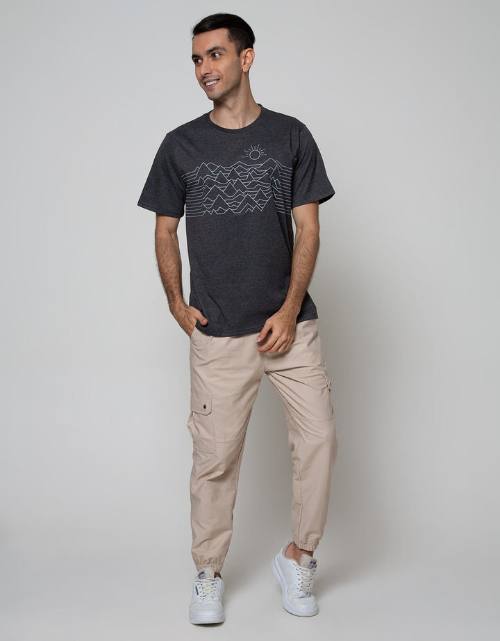 T Zone Short Sleeve T-Shirt Print Theme Geometric 2 Mountain