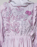 Annisa Long Sleeve Maxi Gamis Flower Ruffle On Side Chest