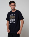 T Zone Short Sleeve T-Shirt Print Theme Animal - Wild At Tj11Ap-Wa:Navy Blue:S:Graphic:Ss T-Shirt