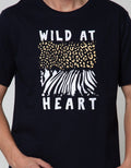 T Zone Short Sleeve T-Shirt Print Theme Animal - Wild At Tj11Ap-Wa:Navy Blue:S:Graphic:Ss T-Shirt