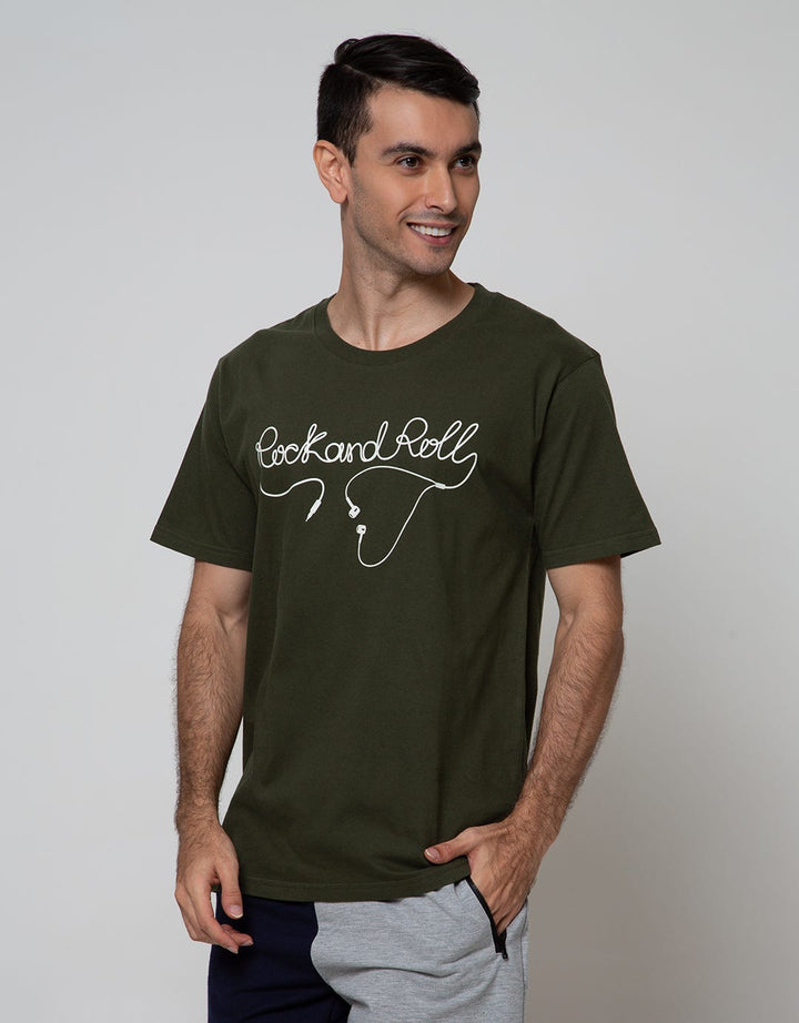 T Zone Short Sleeve T-Shirt Big Size Print Theme Music Rock N Roll