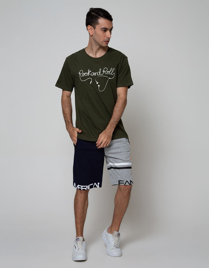 T Zone Short Sleeve T-Shirt Big Size Print Theme Music Rock N Roll