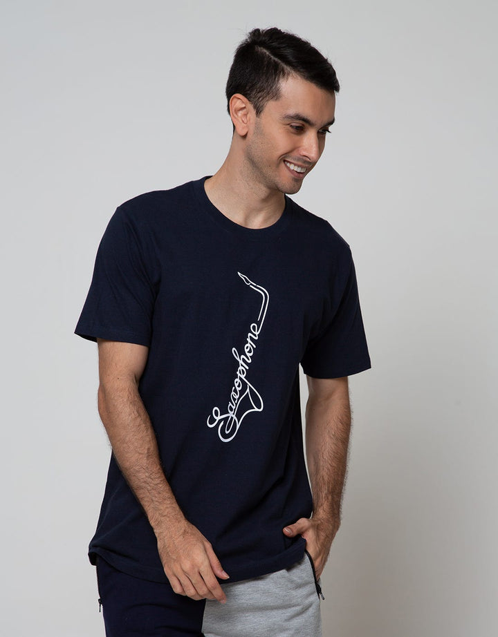 T Zone Short Sleeve T-Shirt Big Size Theme Music Saxophone