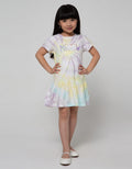 Little M Short Sleeve Midi Dress Tie Dye Meow