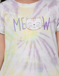 Little M Short Sleeve Midi Dress Tie Dye Meow