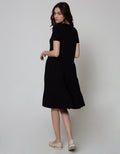 Details Short Sleeve Midi Dress Knit Round Neck