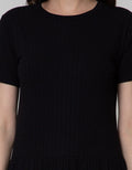 Details Short Sleeve Midi Dress Knit Round Neck