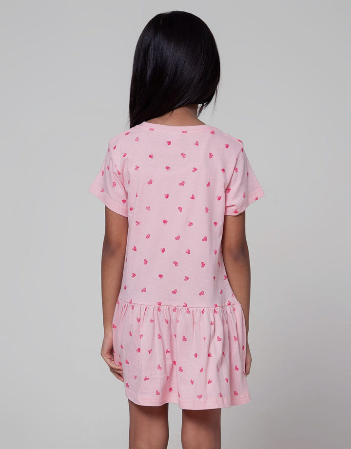 Little M Short Sleeve Midi Dress Daily Rainbow Heart