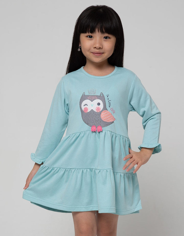 Little M Long Sleeve Midi Dress Owl Tumpuk