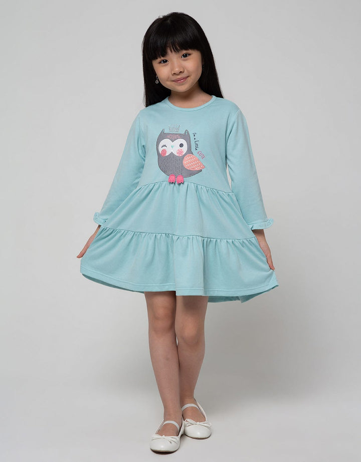Little M Long Sleeve Midi Dress Owl Tumpuk