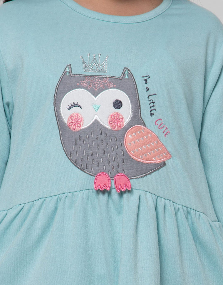 Little M Long Sleeve Midi Dress Owl Tumpuk